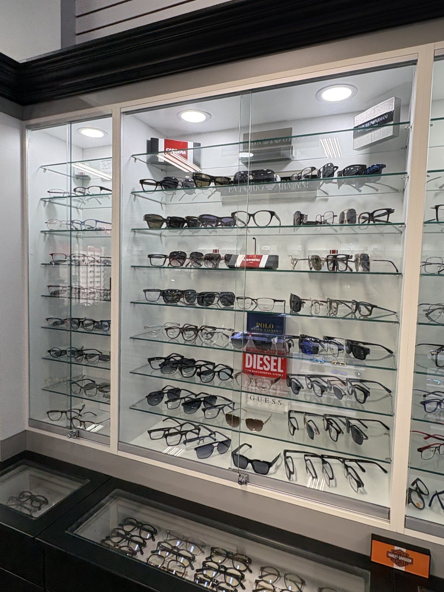 Eyewear collection shelving at Parkway Optical